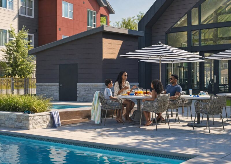 Poolside dining terrace