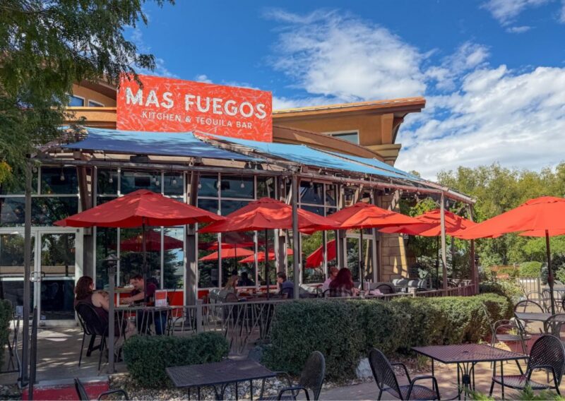 Patio dining at Mas Fuegos